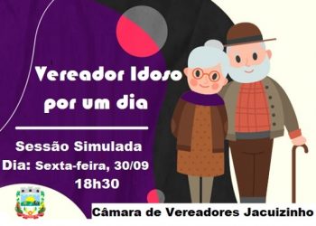VEREADOR IDOSO POR UM DIA: Sessão simulada de posse será nesta sexta-feira, dia 30/29, às 18h30.